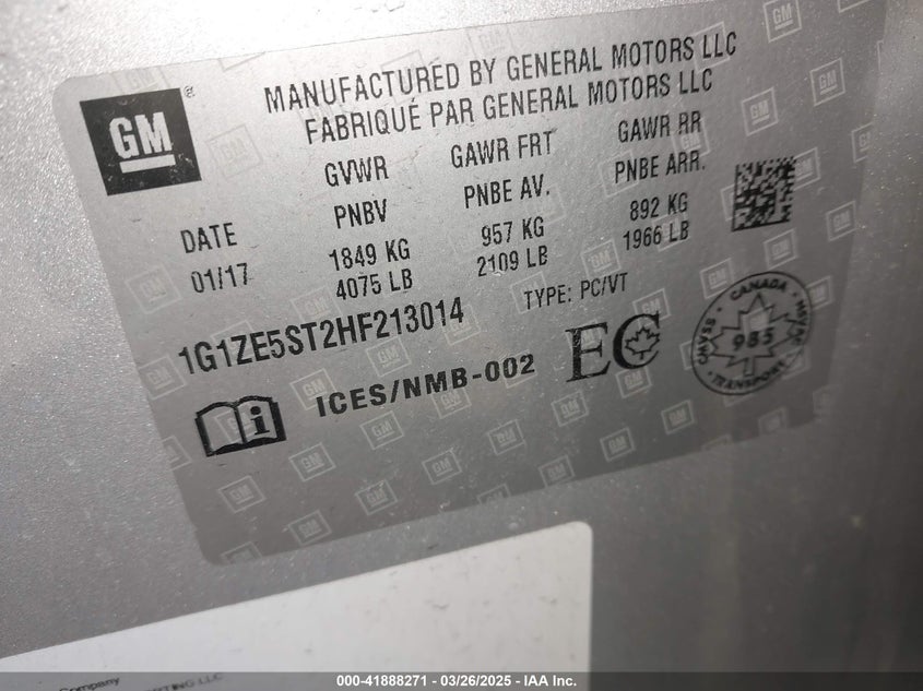 2017 CHEVROLET MALIBU 1LT - 1G1ZE5ST2HF213014