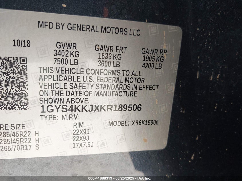 2019 CADILLAC ESCALADE ESV PLATINUM - 1GYS4KKJXKR189506