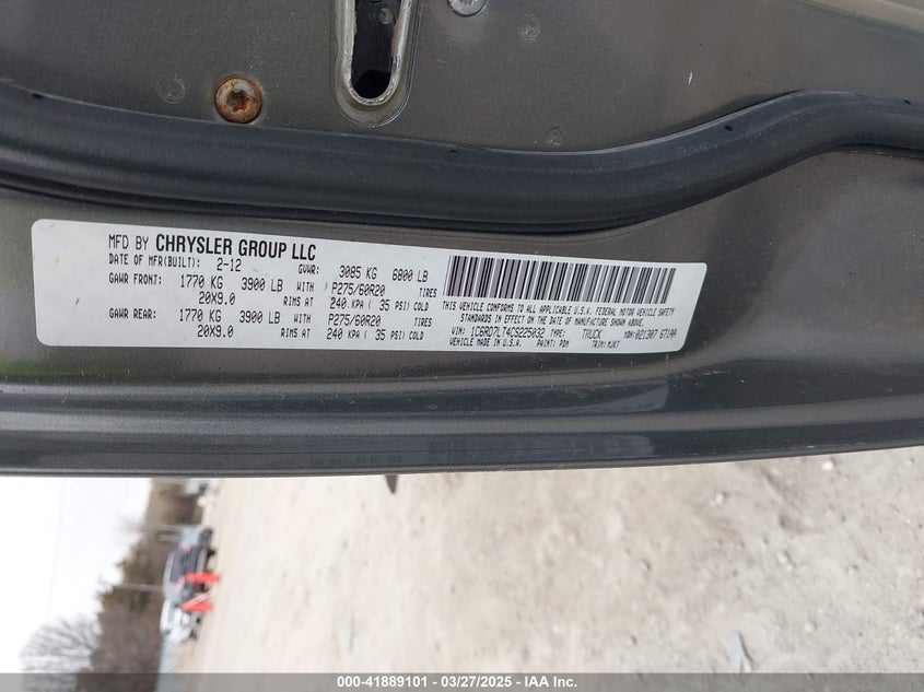 2012 DODGE RAM 1500 VIN: 1C6RD7LT4CS225032