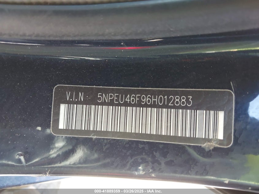 2006 HYUNDAI SONATA VIN: 5NPEU46F96H012883