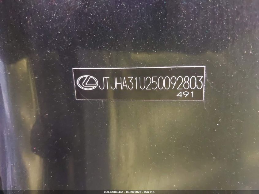 2005 Lexus Rx 330 VIN: JTJHA31U250092803 Lot: 41889441