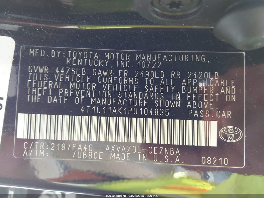 2023 TOYOTA CAMRY LE - 4T1C11AK1PU104835