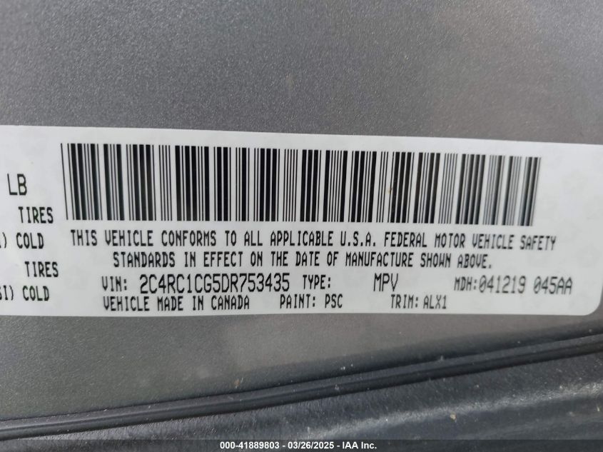 2013 Chrysler Town & Country Touring-L VIN: 2C4RC1CG5DR753435 Lot: 41889803