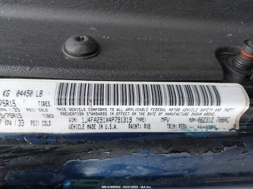 2004 Jeep Wrangler Se VIN: 1J4FA291X4P791319 Lot: 41890302