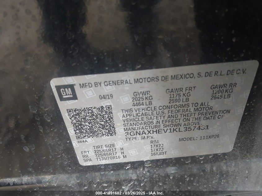 2019 CHEVROLET EQUINOX LS - 3GNAXHEV1KL357431