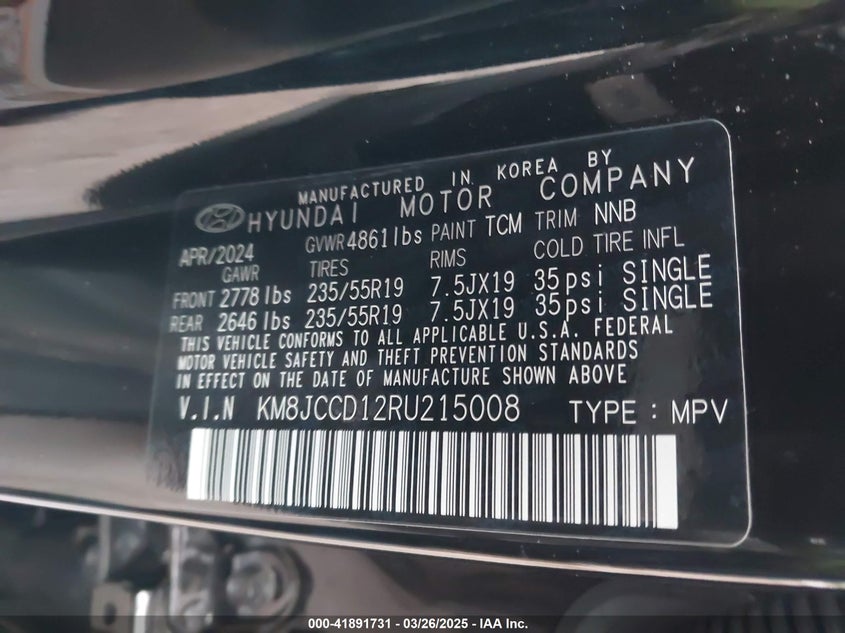 2024 HYUNDAI TUCSON HYBRID SEL CONVENIENCE - KM8JCCD12RU215008