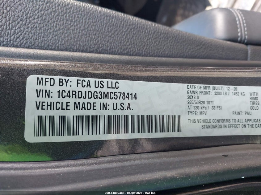 2021 DODGE DURANGO GT PLUS AWD - 1C4RDJDG3MC578414