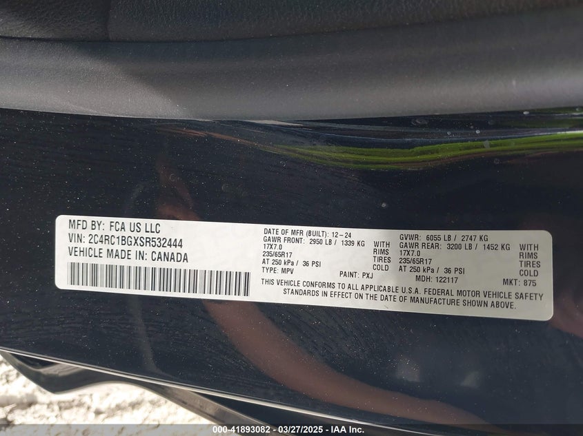 2025 CHRYSLER PACIFICA SELECT - 2C4RC1BGXSR532444