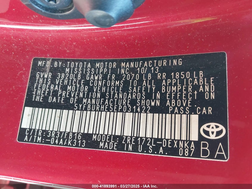 2014 TOYOTA COROLLA LE - 5YFBURHE5EP031422