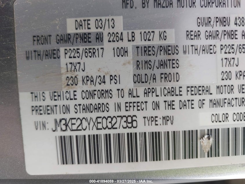 2014 MAZDA CX-5 TOURING - JM3KE2CYXE0327396