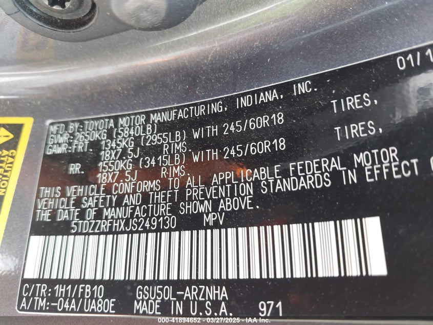 2018 TOYOTA HIGHLANDER LE - 5TDZZRFHXJS249130