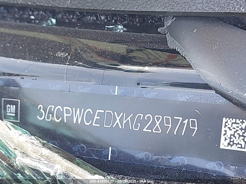 2019 CHEVROLET SILVERADO 1500 VIN: 3GCPWCEDXKG289719