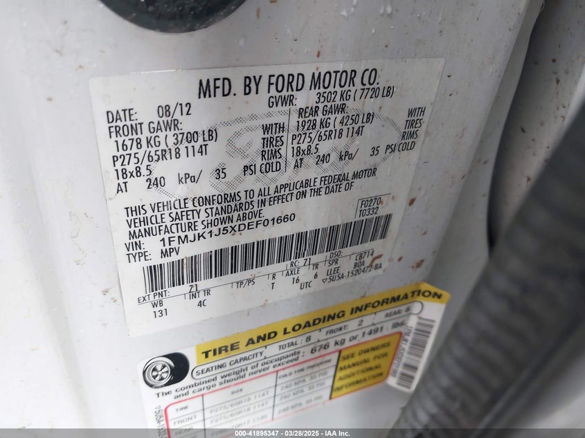 2013 FORD EXPEDITION EL XLT - 1FMJK1J5XDEF01660