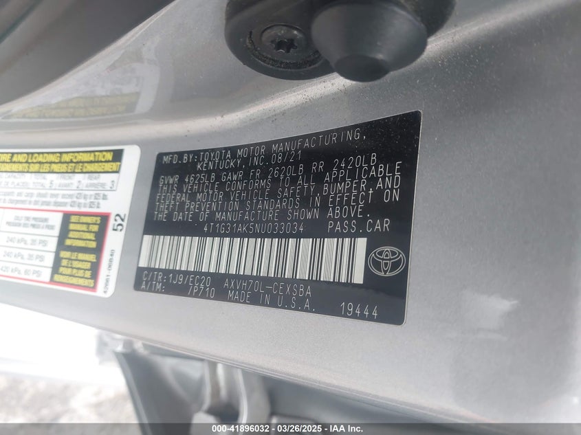 2022 TOYOTA CAMRY NIGHTSHADE EDITION HYBRID - 4T1G31AK5NU033034