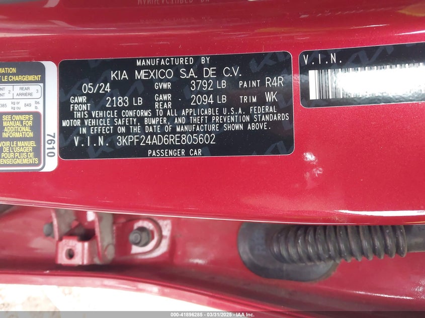 2024 KIA FORTE LXS - 3KPF24AD6RE805602