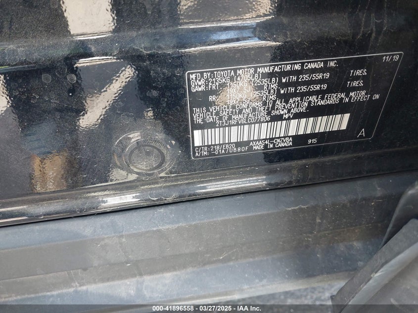 VIN 2T3J1RFV6LC077806 2020 TOYOTA RAV4 ADVENTURE