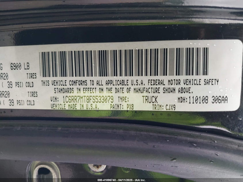 2015 RAM 1500 VIN: 1C6RR7MT8FS533079