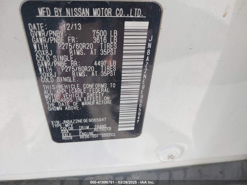 2014 INFINITI QX80 JN8AZ2NE9E9065947