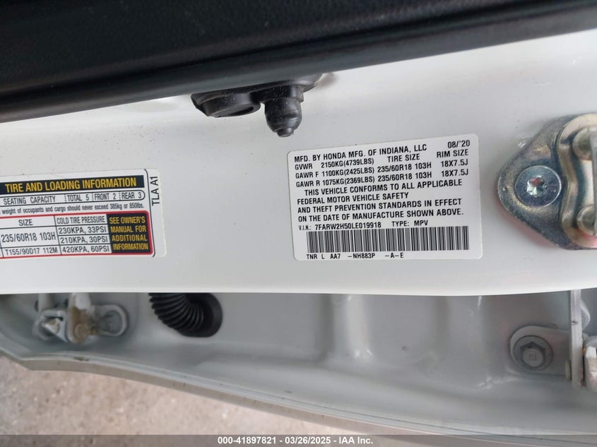 2020 HONDA CR-V AWD EX - 7FARW2H50LE019918