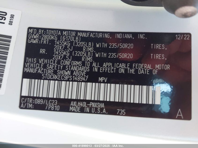 2023 Toyota Sienna - 5TDCRKEC9PS148947