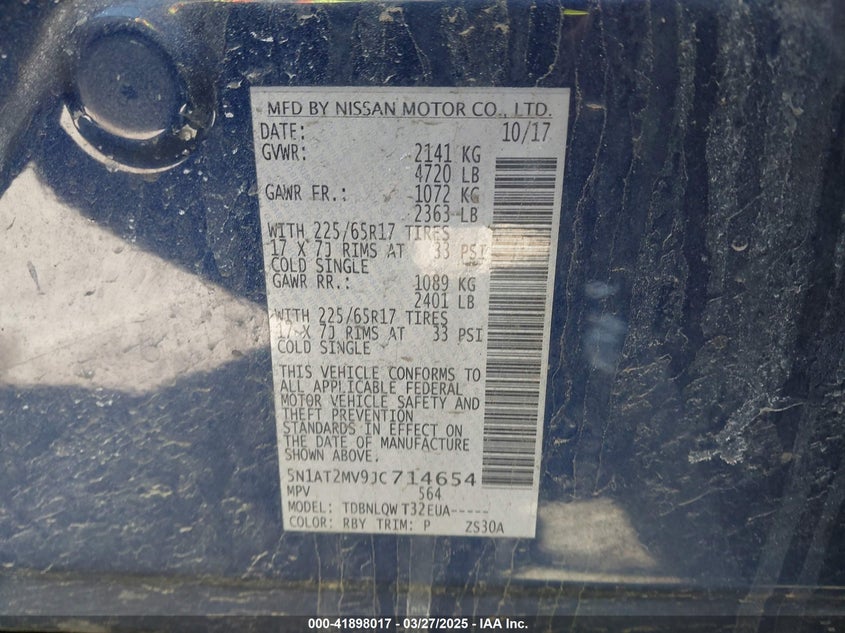 2018 NISSAN ROGUE SV - 5N1AT2MV9JC714654