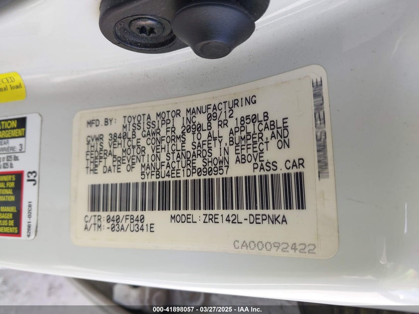 2013 TOYOTA COROLLA LE - 5YFBU4EE1DP090957