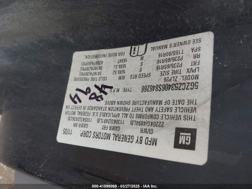 2006 Saturn Vue V6 VIN: 5GZCZ53406S846266 Lot: 41898069