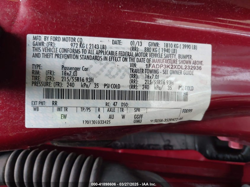 2013 FORD FOCUS SE - 1FADP3K2XDL232936