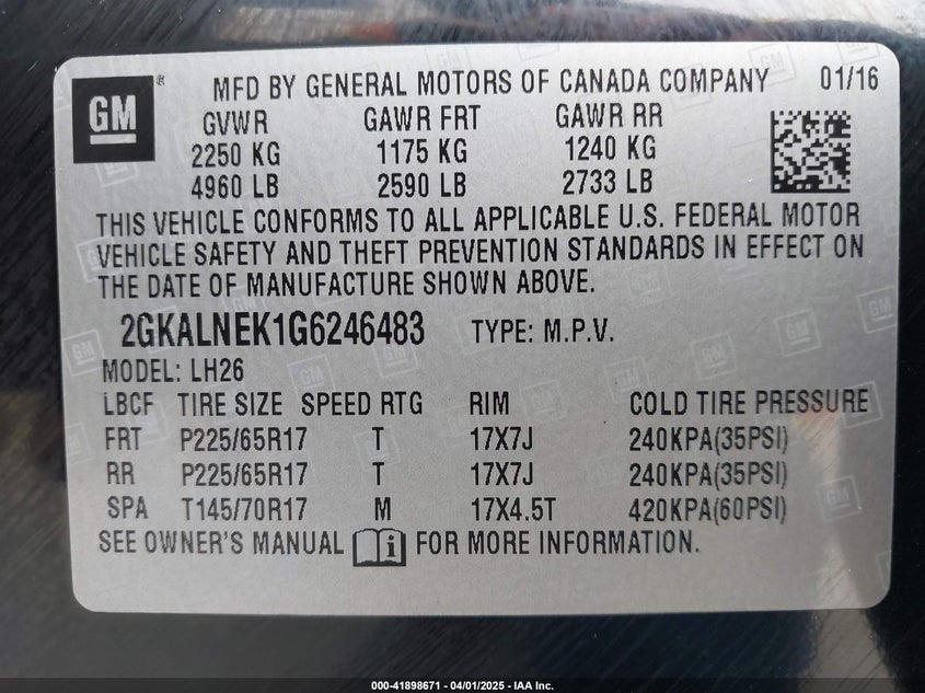 2016 GMC TERRAIN SLE-2 - 2GKALNEK1G6246483