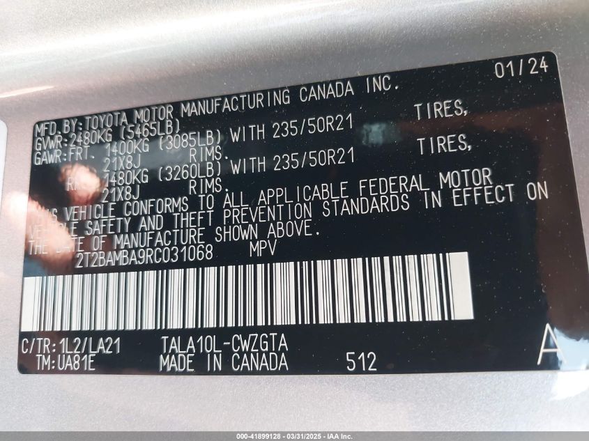 2024 Lexus RX 350 - 2T2BAMBA9RC031068