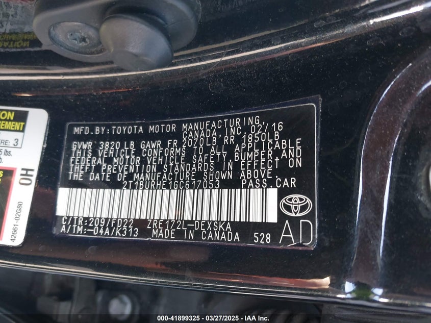 2016 TOYOTA COROLLA S PLUS - 2T1BURHE1GC617053