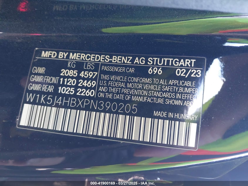 2023 MERCEDES-BENZ CLA 250 COUPE VIN: W1K5J4HBXPN390205