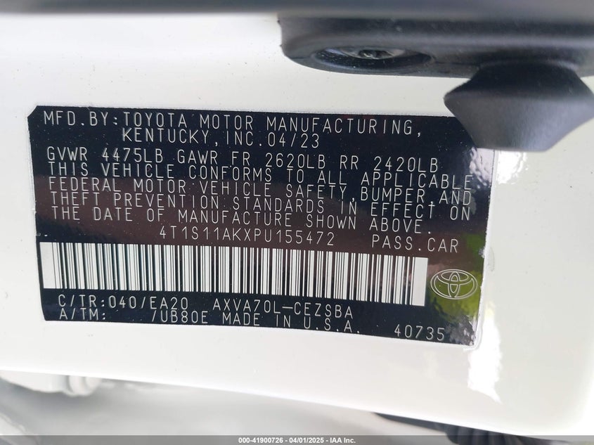 2023 TOYOTA CAMRY VIN: 4T1S11AKXPU155472