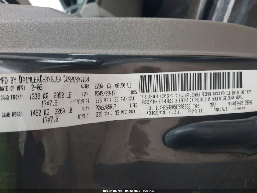 2005 Jeep Grand Cherokee Limited VIN: 1J4HR58285C588239 Lot: 41900784