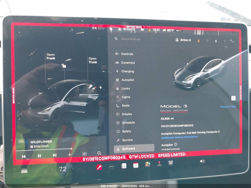 2021 TESL MODEL 3 PERFORMANCE VIN: 5YJ3E1EC0MF060343