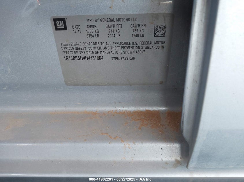 2017 CHEVROLET SONIC LS AUTO - 1G1JB5SH4H4131864