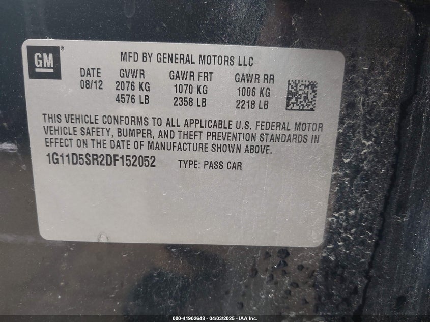 2013 CHEVROLET MALIBU ECO - 1G11D5SR2DF152052