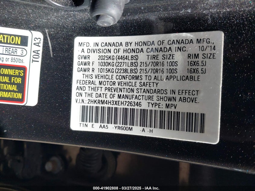 2014 HONDA CR-V LX - 2HKRM4H3XEH726346