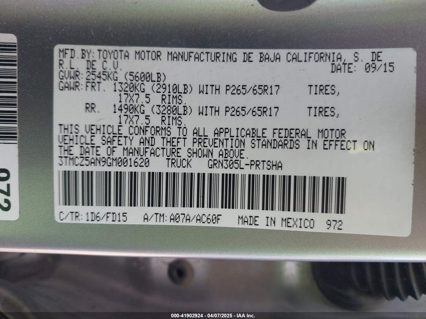 2016 TOYOTA TACOMA TRD SPORT - 3TMCZ5AN9GM001620