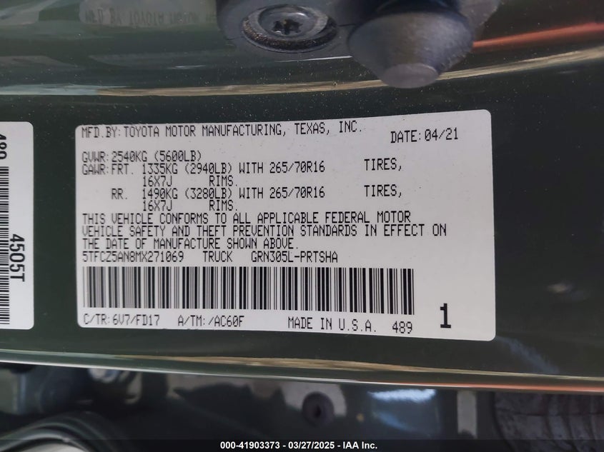 2021 TOYOTA TACOMA TRD OFF-ROAD - 5TFCZ5AN8MX271069