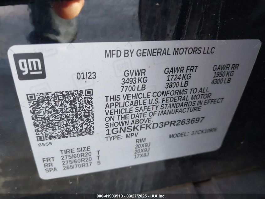 2023 Chevrolet Suburban - 1GNSKFKD3PR263697