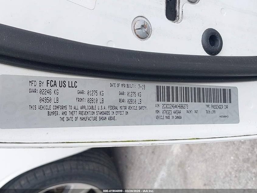 2019 Dodge Challenger Sxt VIN: 2C3CDZAG4KH686273 Lot: 41904899