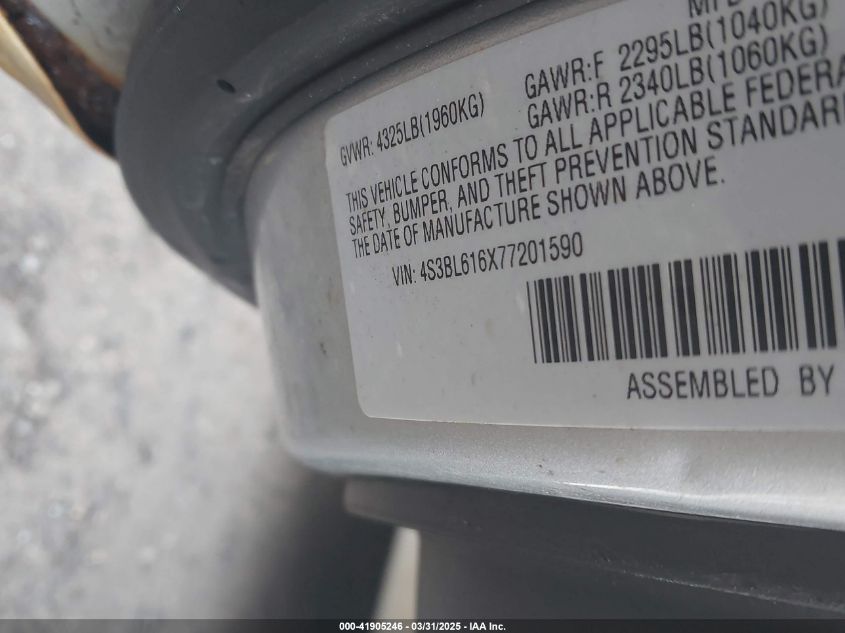 2007 Subaru Legacy 2.5I VIN: 4S3BL616X77201590 Lot: 41905246
