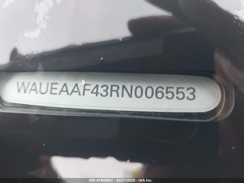 2024 Audi A4 Premium Plus 45 Tfsi S Line Quattro S Tronic VIN: WAUEAAF43RN006553 Lot: 41908647