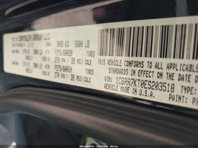 2014 RAM 1500 VIN: 1C6RR7KT0ES203518