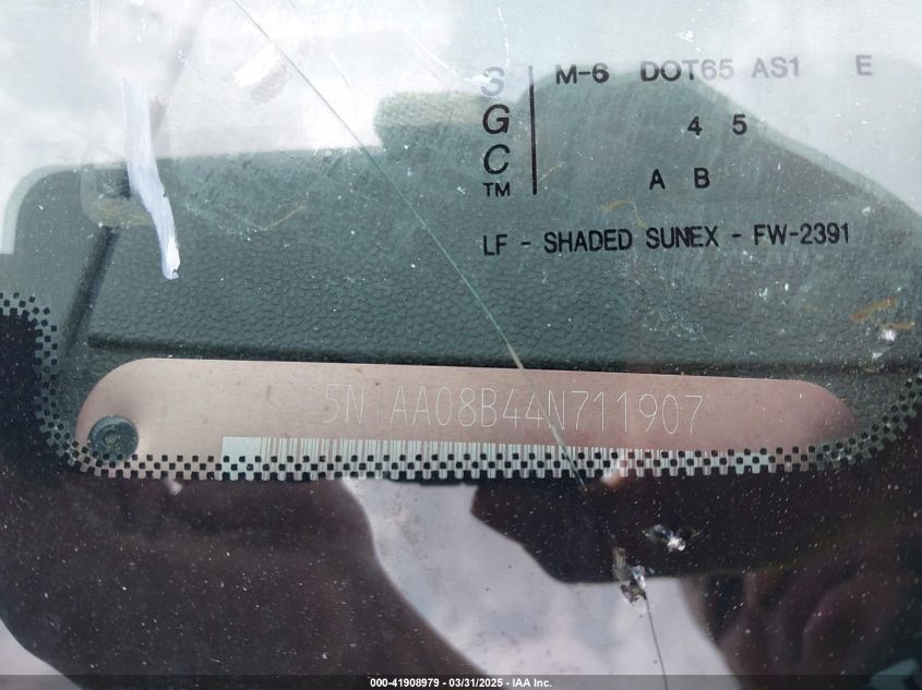 2004 Nissan Pathfinder Armada Le VIN: 5N1AA08B44N711907 Lot: 41908979