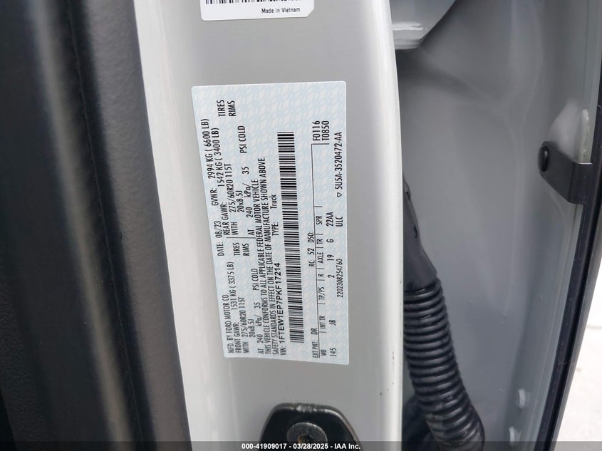 2023 FORD F-150 VIN: 1FTEW1EP7PKF17214