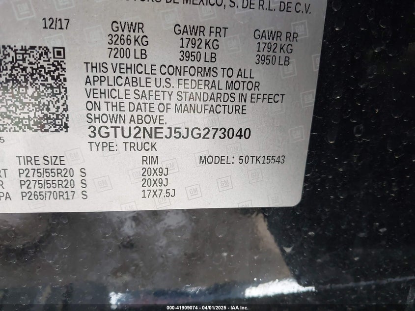 2018 GMC SIERRA 1500 SLT - 3GTU2NEJ5JG273040