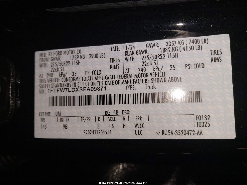 2025 Ford F-150 - 1FTFW7LDXSFA09871