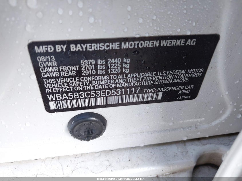 2014 BMW 535I XDRIVE - WBA5B3C53ED531117